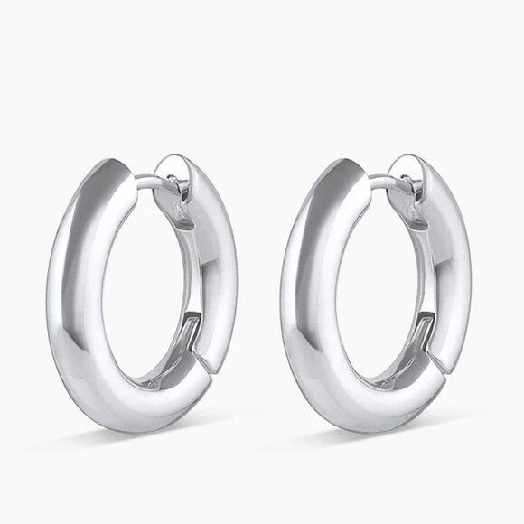 Gorjana Silver Plated Lou Hoop Earrings Bold Thick Hoop Earrings - Picture 2 of 5